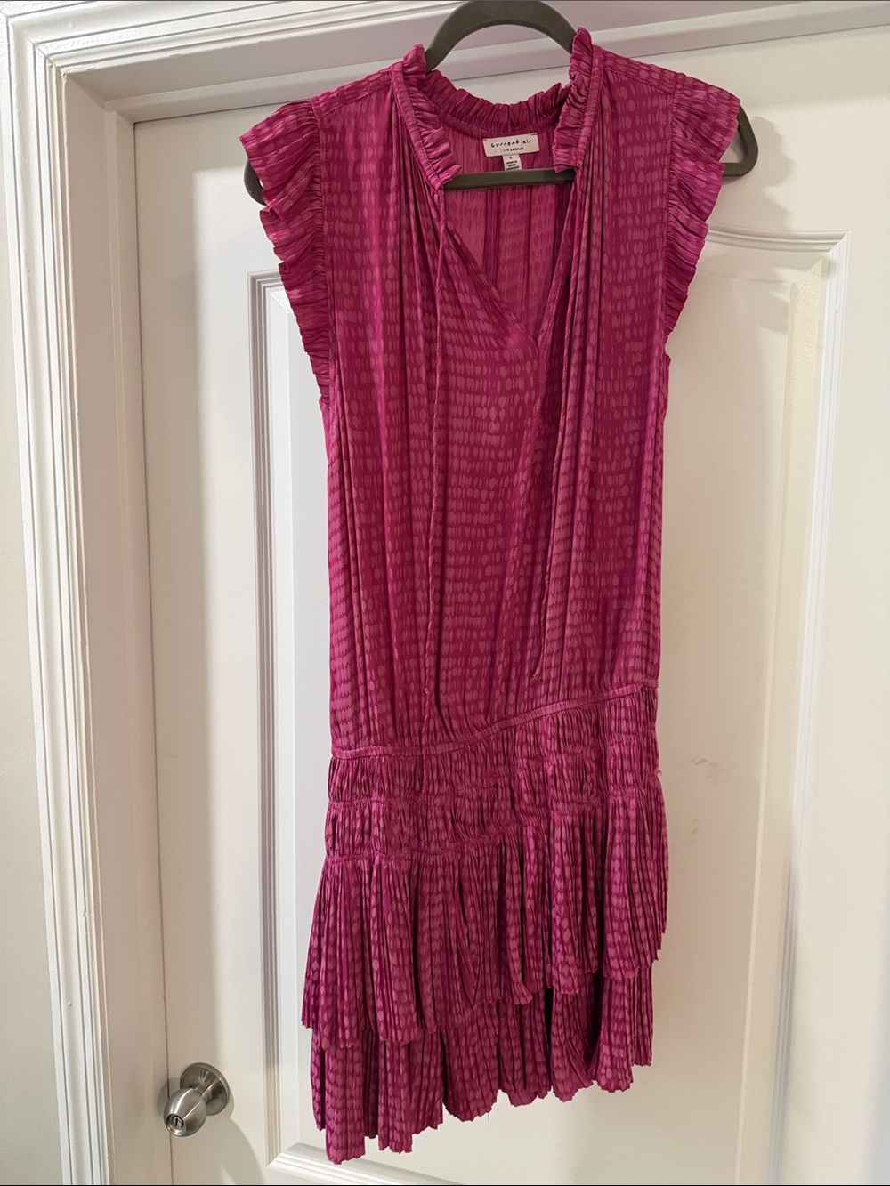 Current Air Magenta Ruffled Tiered Mini Dress